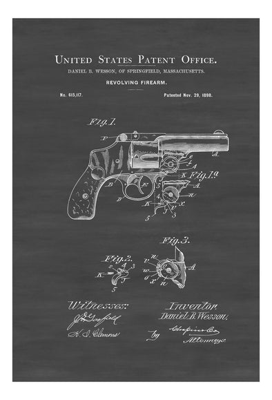 1898 Smith and Wesson Revolver Patent - Patent Print, Gun Art, Firearm Art, Revolver, Gun Enthusiast, Antique Gun, Gun Lover, Gun Patent mws_apo_generated mypatentprints Parchment #MWS Options 1403693969 