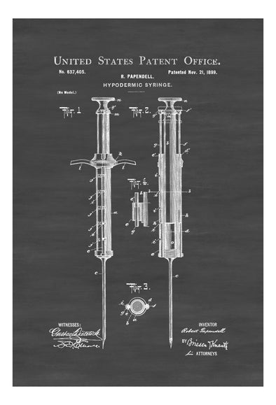 1899 Hypodermic Syringe Patent - Decor, Doctor Office Decor, Nurse Gift, Medical Art, Medical Decor, Patent Print, Surgeon Gift, Doctor Gift mws_apo_generated mypatentprints Blueprint #MWS Options 1981671938 