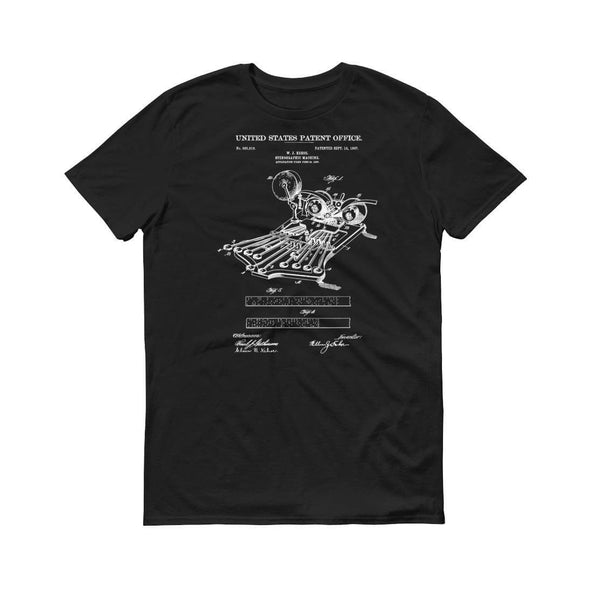 1907 Stenographic Machine Patent T-Shirt - Court Reporter Gift, Stenography T-Shirt, Patent t-shirt, Old Patent T-shirt, Lawyer Gift Shirts mypatentprints 3XL Black 