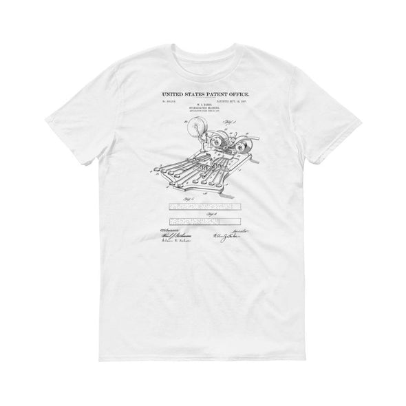 1907 Stenographic Machine Patent T-Shirt - Court Reporter Gift, Stenography T-Shirt, Patent t-shirt, Old Patent T-shirt, Lawyer Gift Shirts mypatentprints 