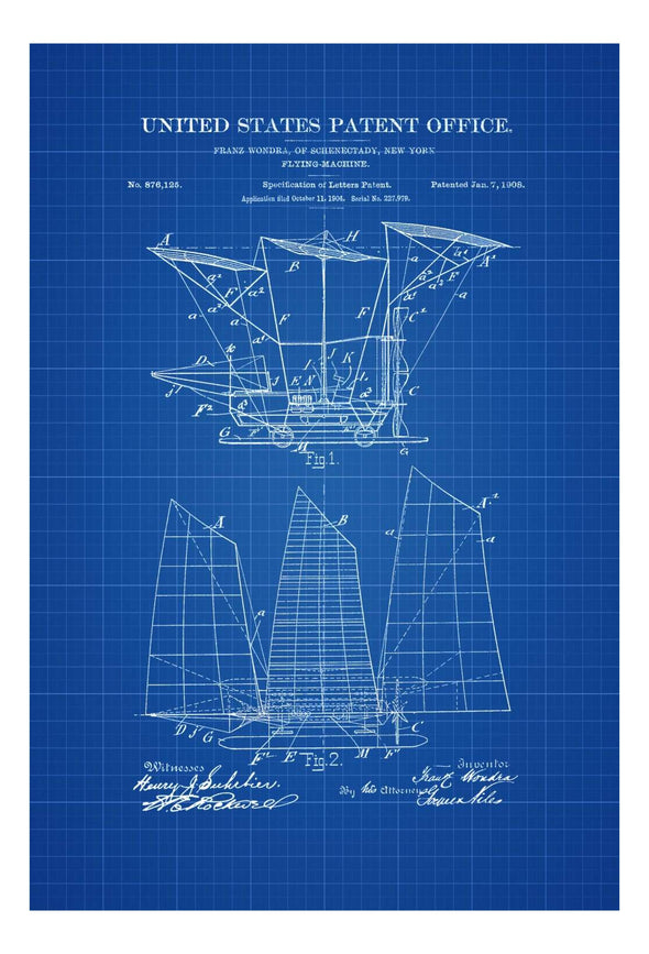 1908 Flying Machine Patent -  Aircraft Decor, Vintage Airplane, Airplane Blueprint, Airplane Art, Pilot Gift,  Airplane Poster,