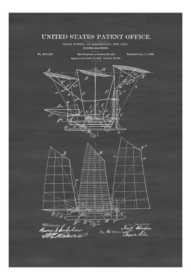1908 Flying Machine Patent -  Aircraft Decor, Vintage Airplane, Airplane Blueprint, Airplane Art, Pilot Gift,  Airplane Poster,