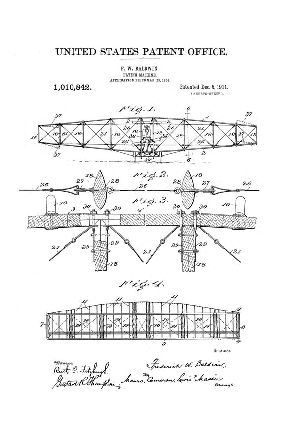 1911 Flying Machine Patent Print - Vintage Airplane, Airplane Blueprint, Airplane Art, Pilot Gift,  Aircraft Decor, Airplane Poster,