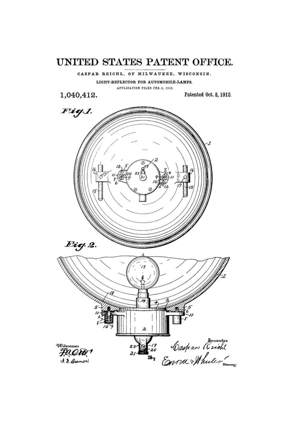 1912 Automobile Headlight Patent - Patent Print, Wall Decor, Automobile Decor, Automobile Art, Car Patent, Auto Patent, Head Light Blueprint Art Prints mypatentprints 