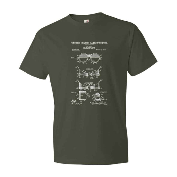 1913 Vintage Goggles Patent T-Shirt - Patent Shirt, Vintage Tools, Old Patent T-shirt, Goggles T-Shirt, Steampunk T-Shirt Shirts mypatentprints 