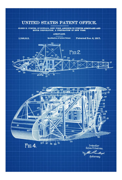 1917 Curtiss Aeroplane Patent Print - Vintage Airplane, Airplane Blueprint, Airplane Art, Pilot Gift, Aircraft Decor, Airplane Poster, mws_apo_generated mypatentprints Blueprint #MWS Options 3674056615 