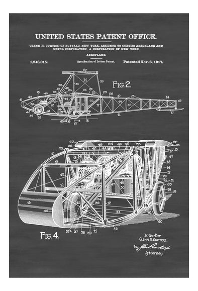 1917 Curtiss Aeroplane Patent Print - Vintage Airplane, Airplane Blueprint, Airplane Art, Pilot Gift,  Aircraft Decor, Airplane Poster,