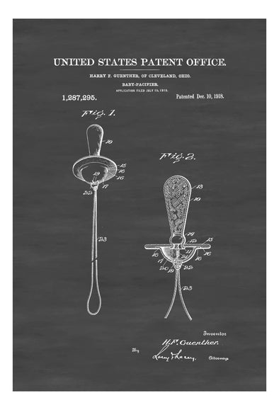 1918 Pacifier Patent Print - Baby Room Decor, Patent Print, Vintage Pacifier, Baby Shower Gift, Binky