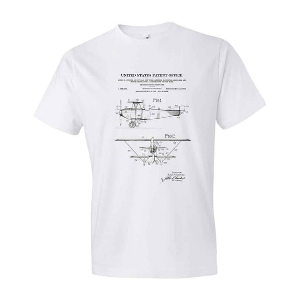 1919 Curtiss Biplane Patent T-Shirt - Patent t-shirt, old patent t-shirt, aviation t-shirt, airplane t-shirt, pilot gift, biplane shirt
