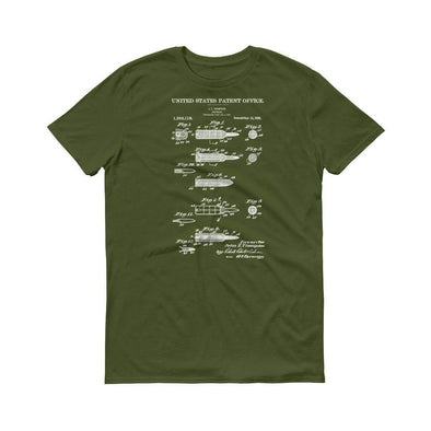 1920 Firearm Cartridge Patent T-Shirt - Bullet Patent, Old Patent T-shirt, Firearm T-shirt, Weapon Patent, Gun Patent, Gun Cartridge T-Shirt Shirts mypatentprints 3XL Black 