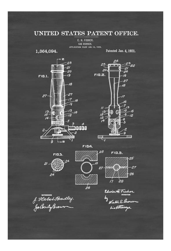 1921 Bunsen Burner Patent - Patent Print, Wall Decor, Vintage Science, Science Decor, Chemistry Art, Science Art, Science Teacher Gift