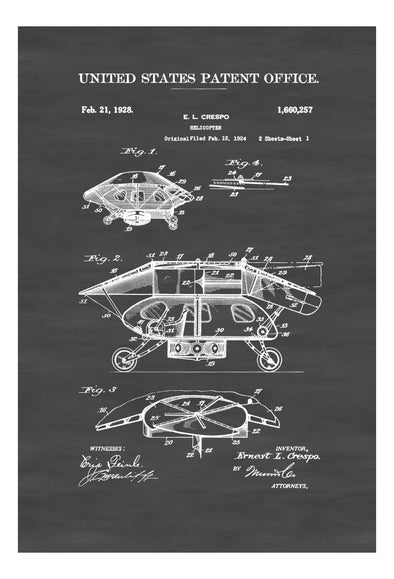 1928 Helicopter Patent - Vintage Helicopter, Helicopter Blueprint, Aviation Art, Pilot Gift, Aircraft Decor, Airplane Poster