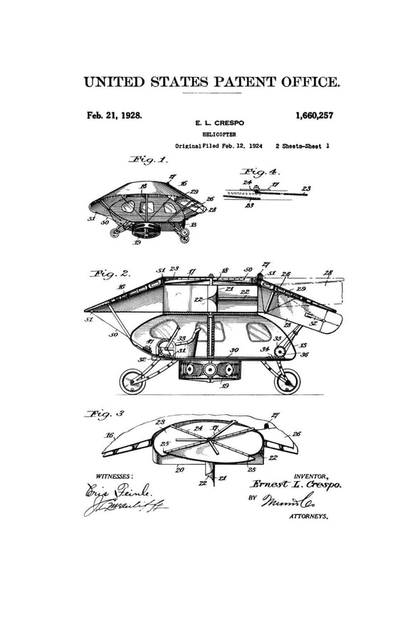 1928 Helicopter Patent - Vintage Helicopter, Helicopter Blueprint, Aviation Art, Pilot Gift, Aircraft Decor, Airplane Poster