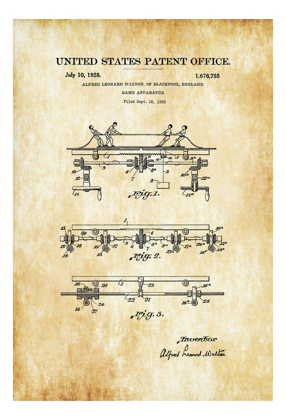 1928 Tug of War Toy Patent - Patent Print, Game Room Decor, Game Patent, Game Night, Board Game Patent, Game Room Art, Vintage Toy Art Prints mypatentprints 10X15 Parchment 