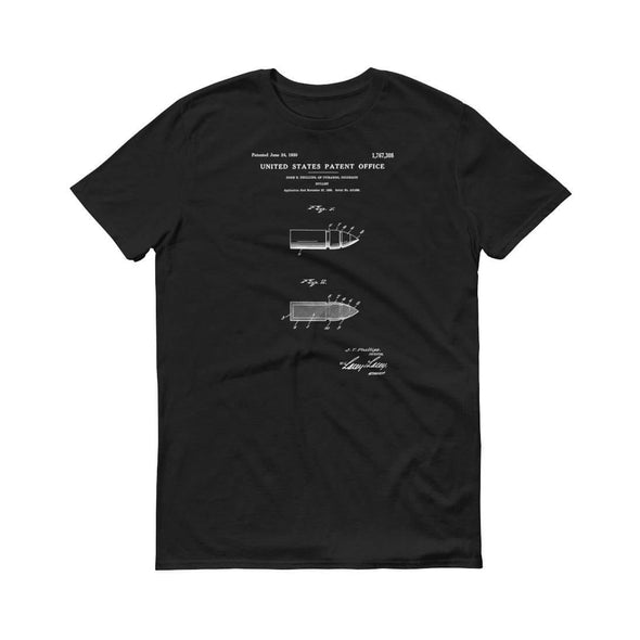 1930 Bullet Patent T-Shirt - Bullet T-Shirt, Old Patent T-shirt, Firearm T-shirt, Weapon Patent, Gun Patent, Ammunition T-Shirt Shirts mypatentprints 