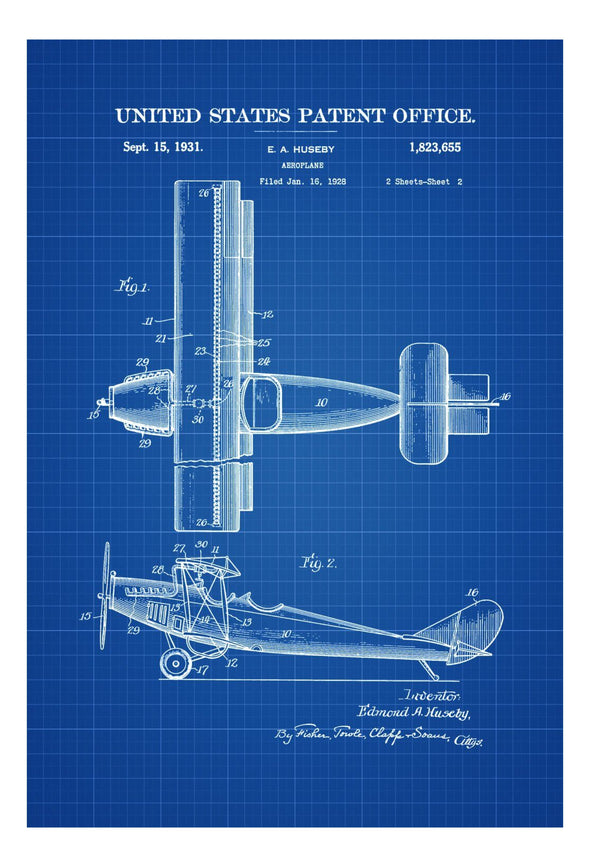 1931 Biplane Patent Print - Airplane Art, Vintage Airplane, Airplane Blueprint, Pilot Gift, Aircraft Decor, Airplane Poster, Biplane Patent Art Prints mypatentprints 10X15 Parchment 