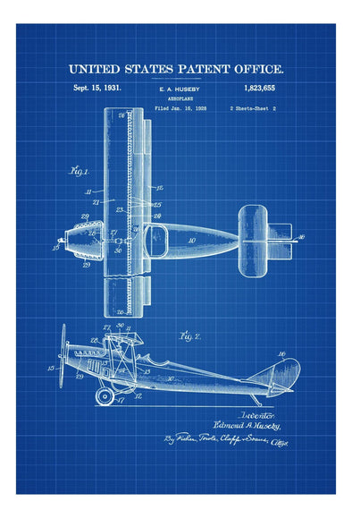 1931 Biplane Patent Print - Airplane Art, Vintage Airplane, Airplane Blueprint, Pilot Gift, Aircraft Decor, Airplane Poster, Biplane Patent mws_apo_generated mypatentprints Parchment #MWS Options 1265281571 