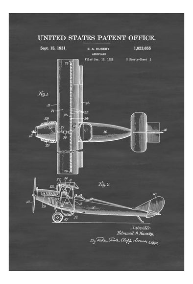 1931 Biplane Patent Print - Airplane Art, Vintage Airplane, Airplane Blueprint, Pilot Gift, Aircraft Decor, Airplane Poster, Biplane Patent Art Prints mypatentprints 