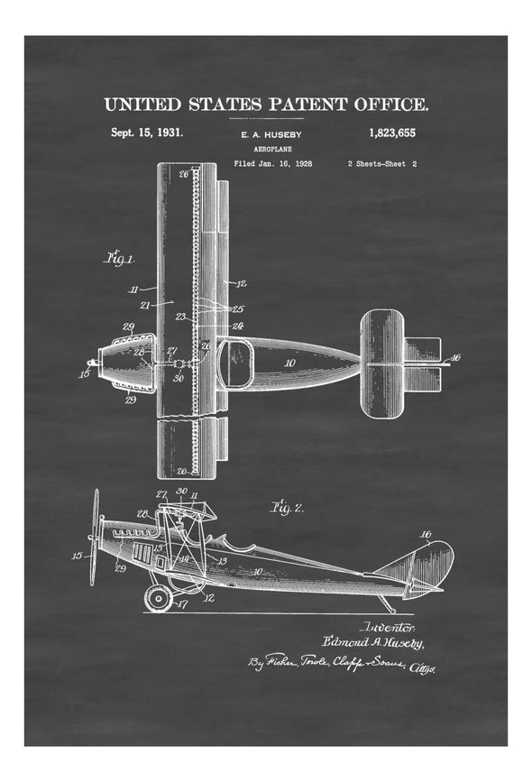 1931 Biplane Patent Print - Airplane Art, Vintage Airplane, Airplane Blueprint, Pilot Gift, Aircraft Decor, Airplane Poster, Biplane Patent Art Prints mypatentprints 