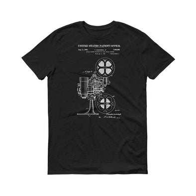 1936 Movie Projector Patent T Shirt - Movie Projector T-Shirt, Movie Gift, Patent Shirt, Movie Projector Shirt, Movie Making Shirt Shirts mypatentprints 3XL Black 