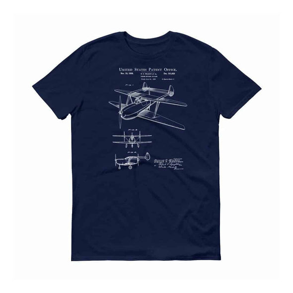 1936 Two Engine Biplane Patent T-Shirt - Aviation T-Shirt, Patent t-shirt, Old Patent T-shirt, Airplane t-shirt, Pilot Gift, Biplane T-Shirt Shirts mypatentprints 3XL Black 