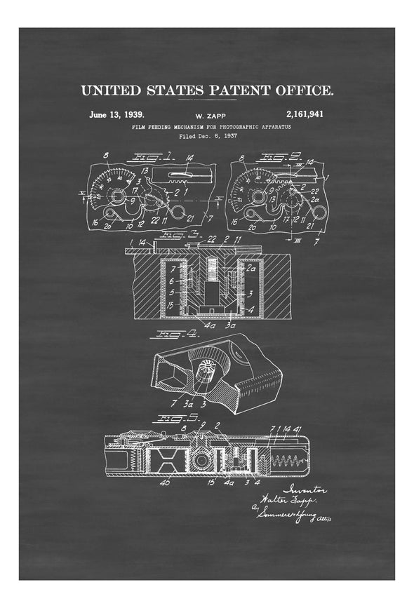 1939 Film Camera Patent - Print, Wall Decor, Photography Art, Camera Art, Old Camera, Camera Decor, Film Camera Poster, Photography Patent Art Prints mypatentprints 10X15 Parchment 