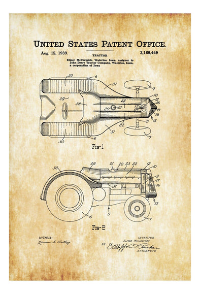 1939 Tractor Patent Print - Wall Decor, Tractor Decor, Tractor Art, Classic Car, Tractor Cab Patent, Equipment Patent, Tractor Blueprint mws_apo_generated mypatentprints Parchment #MWS Options 3089476064 