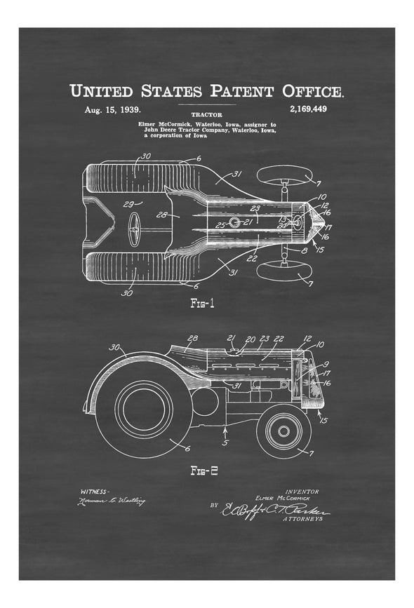 1939 Tractor Patent Print - Wall Decor, Tractor Decor, Tractor Art, Classic Car, Tractor Cab Patent, Equipment Patent, Tractor Blueprint Art Prints mypatentprints 