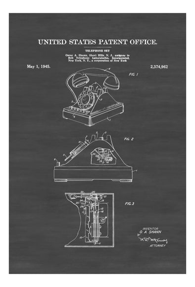 1945 Telephone Set Patent - Decor, Office Decor, Patent Print, Phone Patent, Telephone Patent, Telephone Blueprint, Telephone Patent Print Art Prints mypatentprints 5X7 Blueprint 