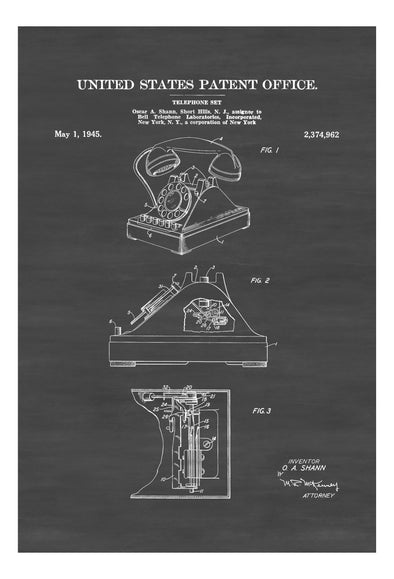 1945 Telephone Set Patent - Decor, Office Decor, Patent Print, Phone Patent, Telephone Patent, Telephone Blueprint, Telephone Patent Print mws_apo_generated mypatentprints Blueprint #MWS Options 1675273579 