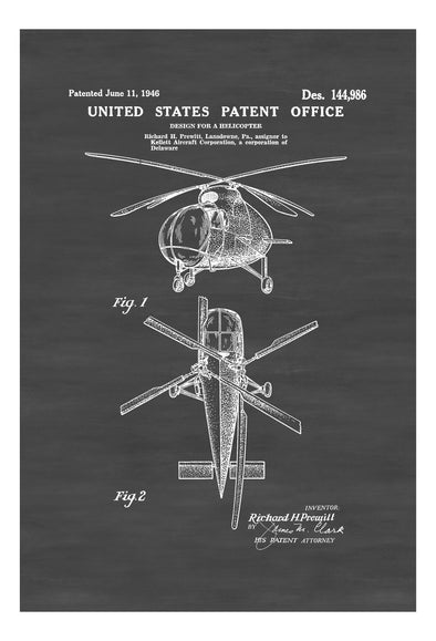 1946 Helicopter Design Patent - Vintage Helicopter, Helicopter Blueprint, Aviation Art, Pilot Gift, Aircraft Decor, Helicopter Poster