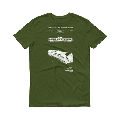 1951 Railway Car Patent T-Shirt - Train T-Shirt, Old Patent T-shirt, Railroad T-shirt, Railroad Enthusiast Gift, Locomotive T-Shirt Shirts mypatentprints 3XL Black 