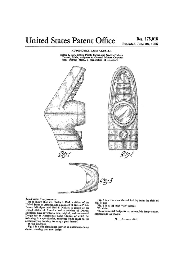 1955 Buick Tail Light Patent - Patent Print, Wall Decor, Automobile Decor, Automobile Art, Car Patent, Auto Patent, Tail Light Blueprint Art Prints mypatentprints 