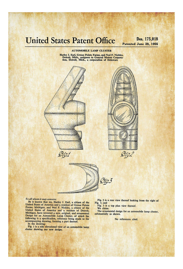 1955 Buick Tail Light Patent - Patent Print, Wall Decor, Automobile Decor, Automobile Art, Car Patent, Auto Patent, Tail Light Blueprint Art Prints mypatentprints 