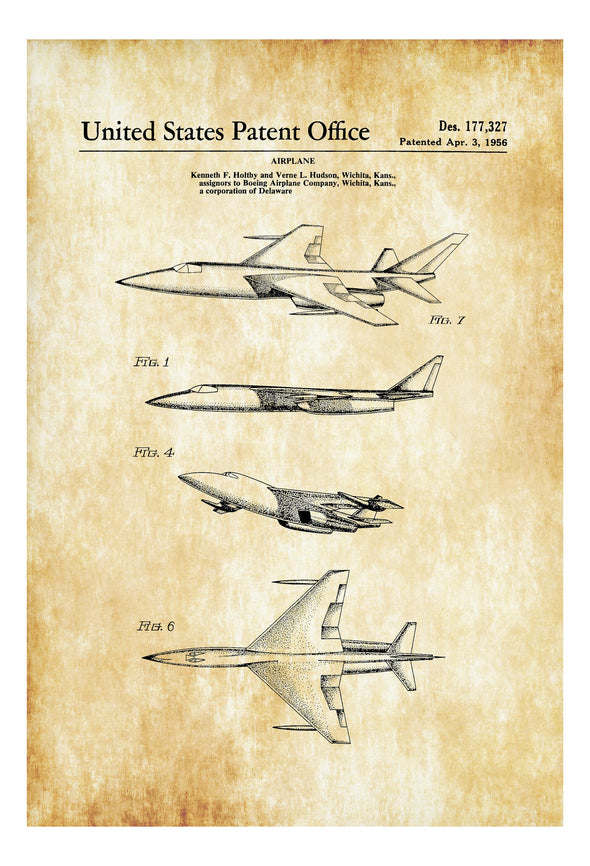 1956 Boeing Jet Patent - Airplane Blueprint, Pilot Gift, Airplane Poster, Vintage Aviation Art, Airplane Art, Boeing Patent, Military Jet Art Prints mypatentprints 