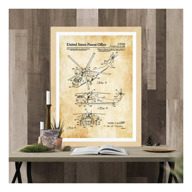 1956 Helicopter-Airplane Patent Print, Helicopter Blueprint, Helicopter Patent, Vintage Helicopter, Aviation Art, Pilot Gift, Aircraft Decor Art Prints mypatentprints 10X15 Parchment 