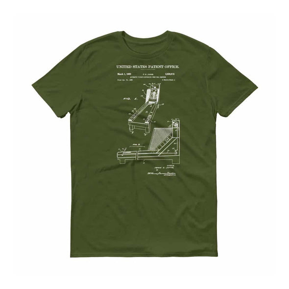 1960 Skee Ball Machine Patent T-Shirt - Gamer Gift, Gamer Shirt, Arcade Game T-Shirt, Vintage Games, Retro Games, Skee Ball Patent Shirts mypatentprints 3XL Black 