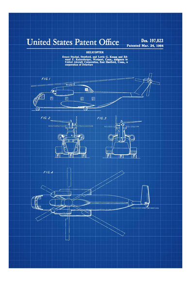 1964 Helicopter Design Patent - Helicopter Blueprint, Helicopter Patent, Vintage Helicopter, Aviation Art, Pilot Gift, Aircraft Decor
