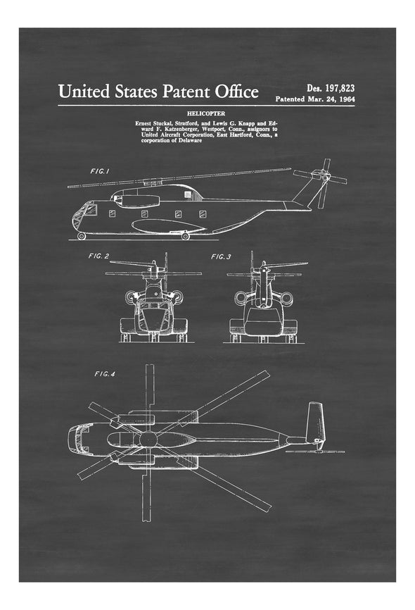 1964 Helicopter Design Patent - Helicopter Blueprint, Helicopter Patent, Vintage Helicopter, Aviation Art, Pilot Gift, Aircraft Decor