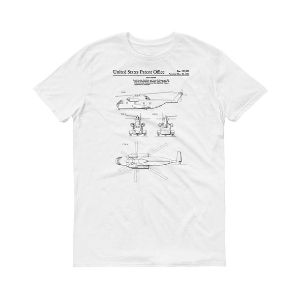 1964 Helicopter Design Patent T-Shirt - Aviation T-Shirt, Patent t-shirt, Helicopter Patent, Helicopter Shirt, Pilot Gift, Chopper T-Shirt Shirts mypatentprints 