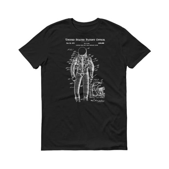 1971 Flexible Space Suit Patent T-Shirt - Space T-Shirt, Astronaut T-Shirt, Rocket T-Shirt, Pilot Gift, Space Program, Astronauts, Aviation Shirts mypatentprints 3XL Black 