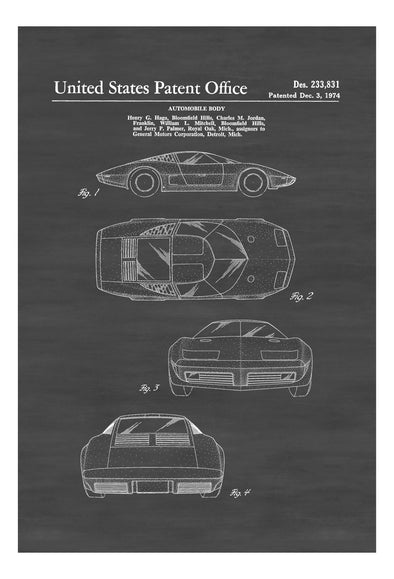 1974 Corvette Patent - Patent Print, Wall Decor, Automobile Decor, Vintage Automobile Art, Classic Car, Vintage Corvette, Vette, Car Patent Art Prints mypatentprints 10X15 Parchment 