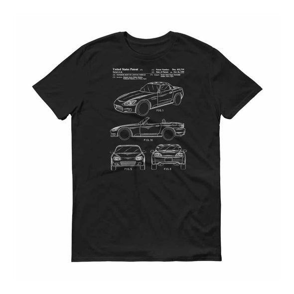 1999 Honda S2000 Design Patent T-Shirt - Classic Car Shirt, Car Gift, Honda S2000 T-Shirt, Honda T-Shirt, Honda Patent T-Shirt, S2000 Patent Shirts mypatentprints 3XL Black 