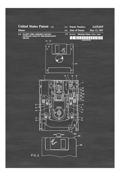 3.5 Inch Floppy Disk Patent - Patent Print, Wall Decor, Computer Decor, Vintage Computer, Computer Patent, Geek Gift, Technology Patent mws_apo_generated mypatentprints White #MWS Options 560374704 