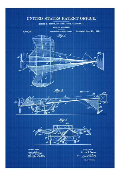 Aerial Machine Patent Print - Airplane Blueprint, Vintage Aviation Art, Airplane Art, Pilot Gift,  Aircraft Decor, Airplane Poster