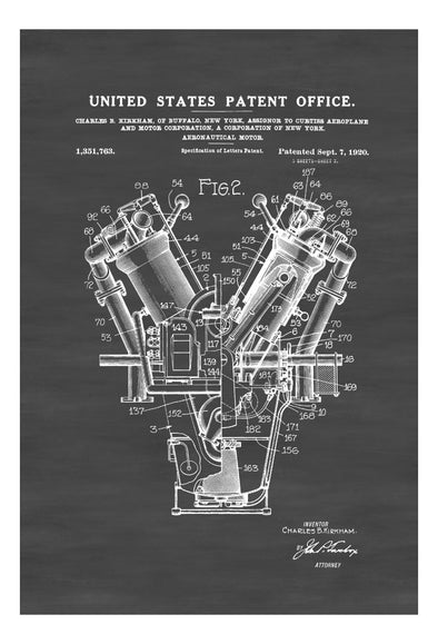 Aircraft Motor Patent - Vintage Airplane, Engine Patent, Airplane Blueprint, Airplane Art, Pilot Gift,  Aircraft Decor, Airplane Poster