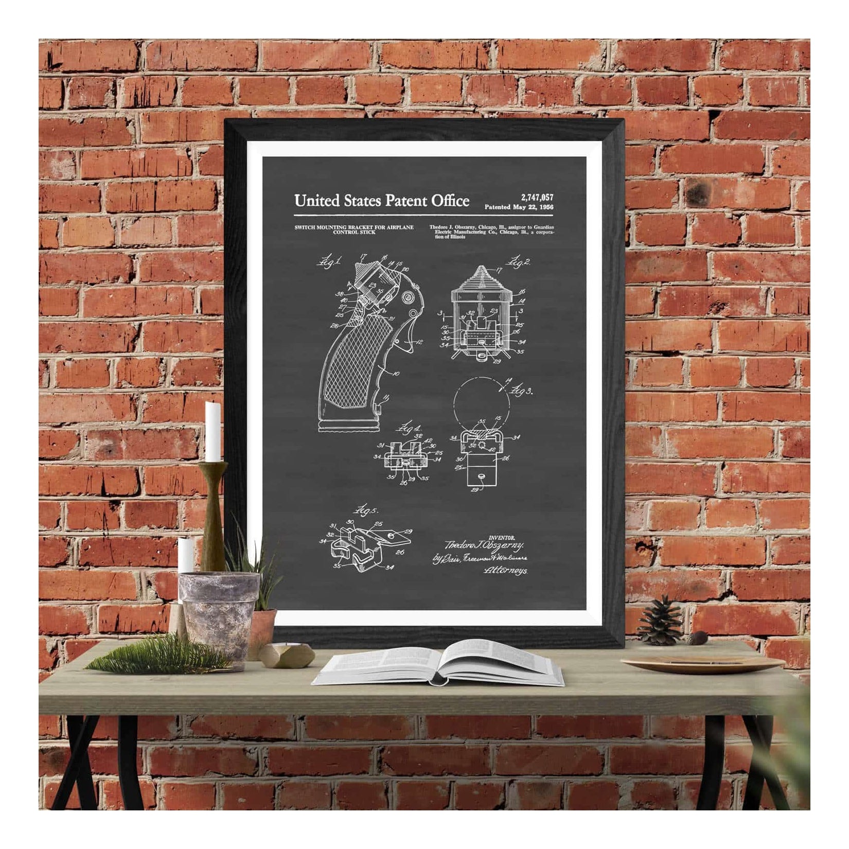 Airplane Control Stick Patent Print 1956 - Airplane Control, Airplane ...