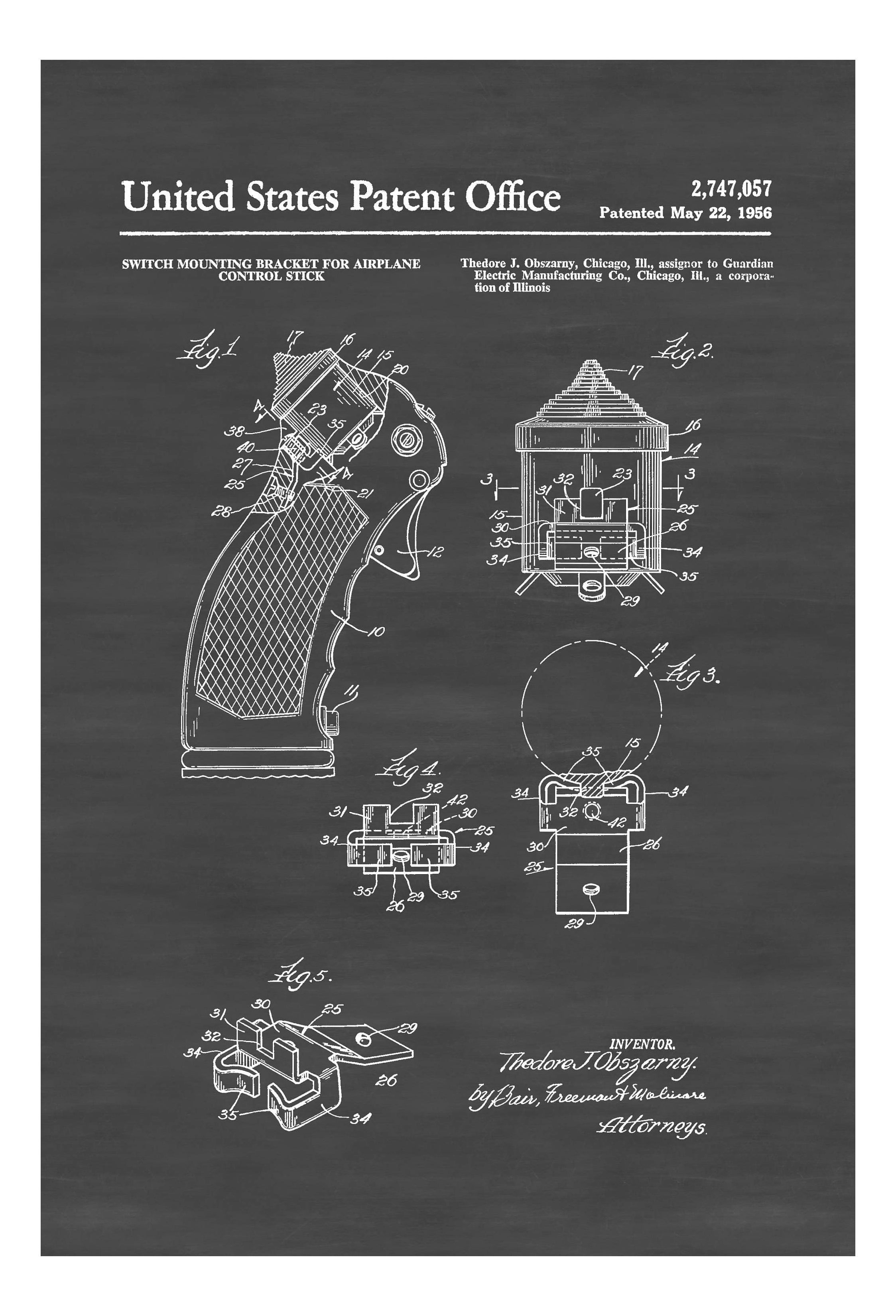 Airplane Control Stick Patent Print 1956 - Airplane Control, Airplane ...