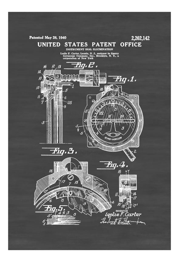 Airplane Instrument Dial Patent Print 1940 - Aircraft Dial, Airplane Art, Pilot Gift, Aviation Poster, Aircraft Decor, Artificial Horizon Art Prints mypatentprints 