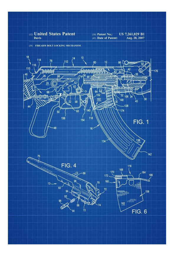 AK-47 Rifle Bolt Lock Patent - Patent Print, Wall Decor, Gun Art, Firearm Art, AK-47 Patent, Assault Rifle Patent. Kalashnikov Firearm mws_apo_generated mypatentprints Chalkboard #MWS Options 2852760257 